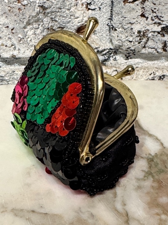 Vintage Handbags - Vintage Sequin Mini Beaded Coin Purse